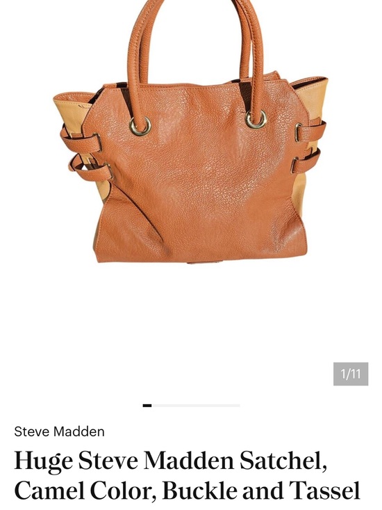 Steve Madden Handbags - Steve Madden Tan and Cream Leather Satchel